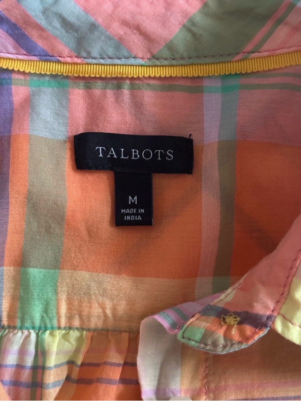 Talbots | Garden Plaid Button-Down Shirt Sz M EUC - Picture 4 of 6